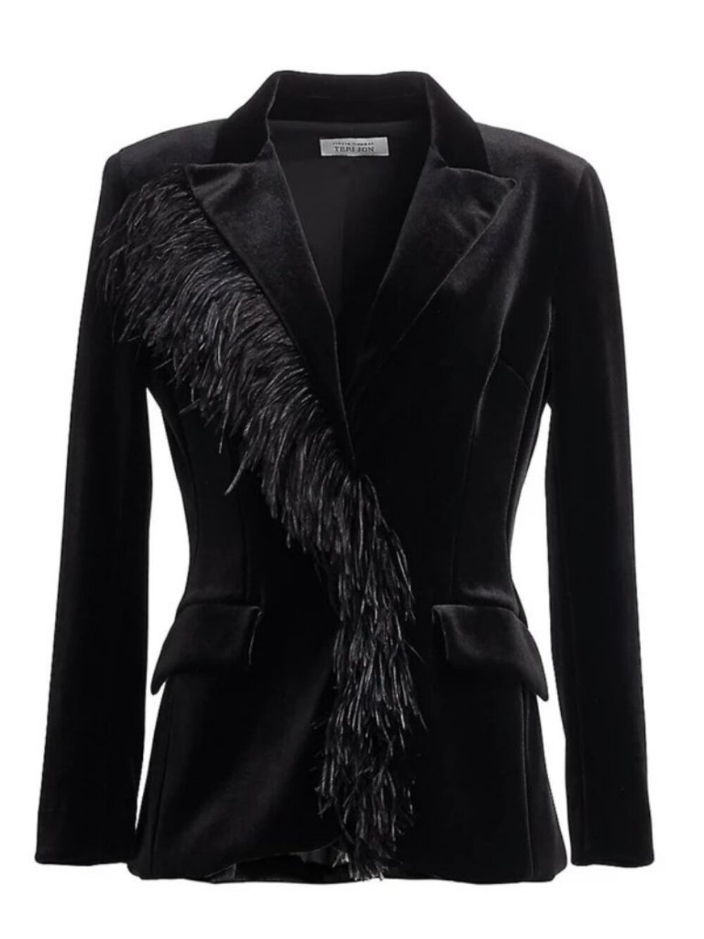 Rickie Freeman for Teri Jon Feather Trimmed Blazer Size 12